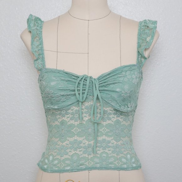 Tops - Lace Crop Top Green